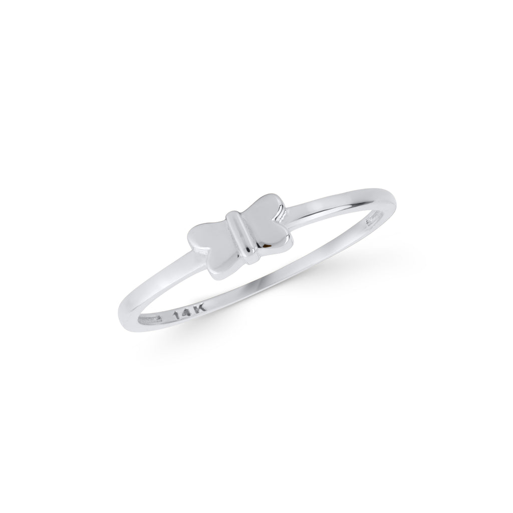 14K Gold Butterfly Ring, Minimalist Solid Band, Dainty Everyday Ring, Simple Stacking Ring, Gift for Her