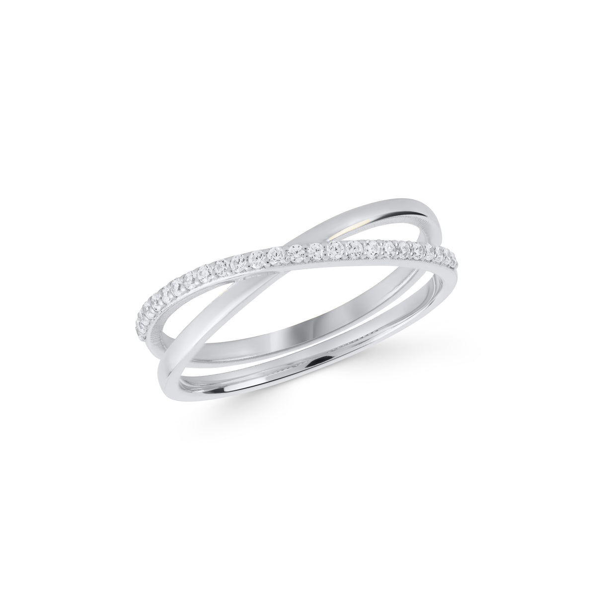 14K Gold Crossover Ring, Pave Lab Diamond X Ring, Criss Cross Band, Double Band Sparkle Ring, Gift for Her