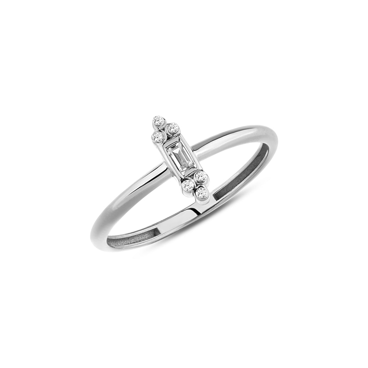 14K Gold Baguette Lab Diamond Ring, Art Deco Bar Stacking Ring, Vertical Diamond Ring, Vintage Style Ring, Gift for Her