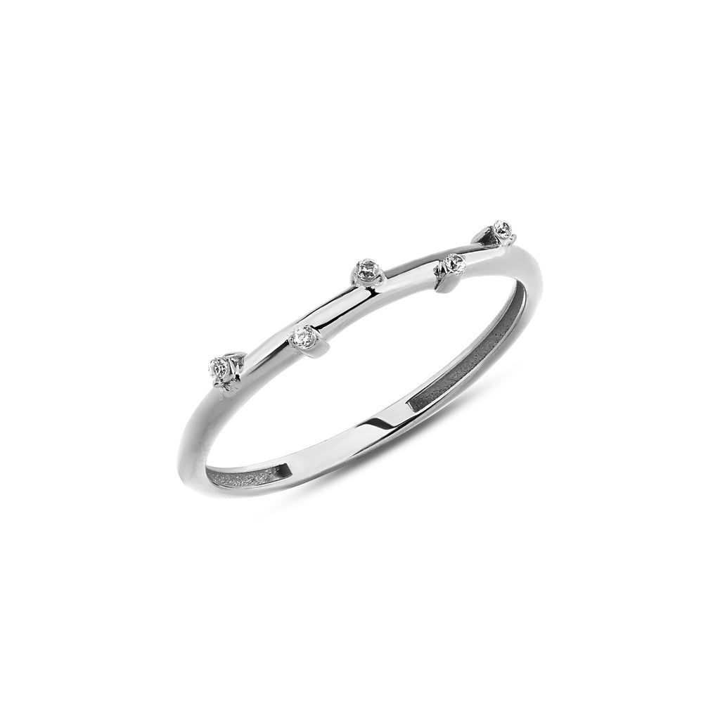 14K Gold Star Dust Ring, Scattered Lab Diamond Band, Celestial Stacking Ring, Minimalist Sparkle Ring, Gift for Her