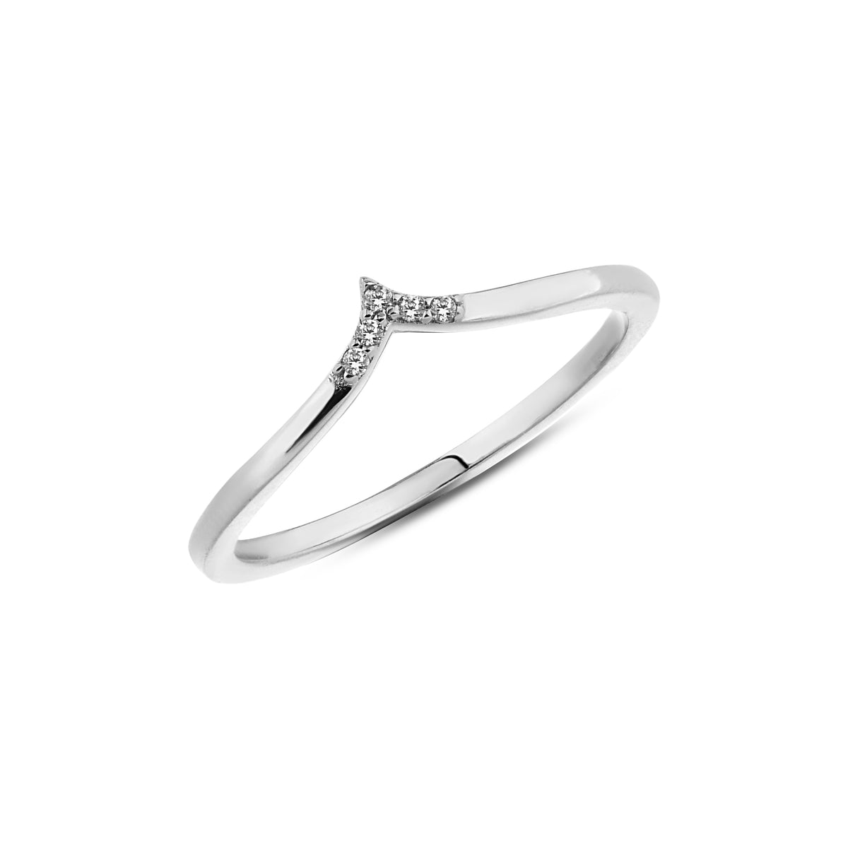 14K Gold Chevron Lab Diamond Ring, Wishbone Stacking Ring, Pave V Shape Ring, Delicate Pointed Ring, Gift for Her