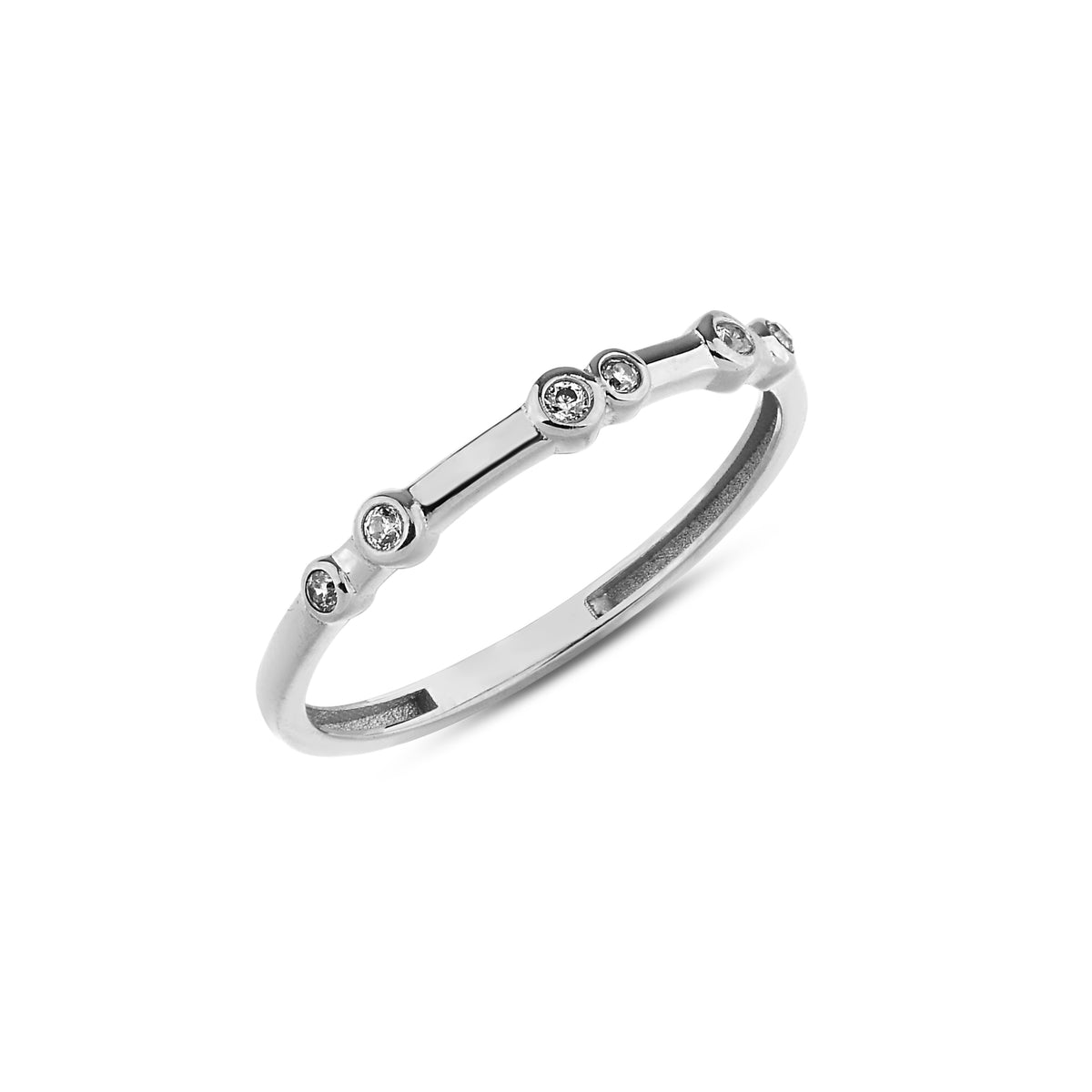 14K Gold Bar Bezel Ring, Segmented Lab Diamond Stacking Ring, Architectural Sparkle Ring, Modern Minimalist Ring, Gift for Her