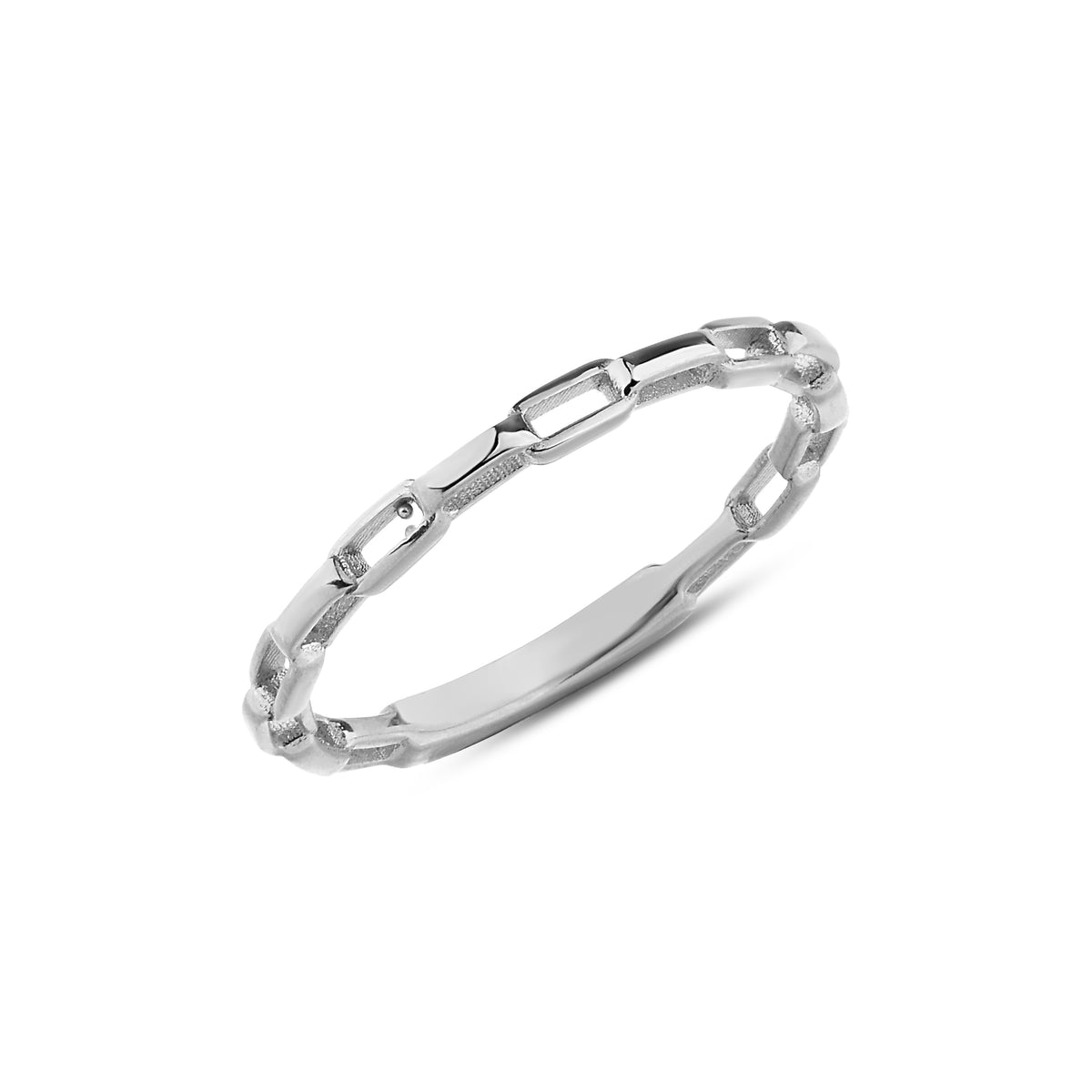 14K Gold Paperclip Chain Ring, Elongated Link Stacking Ring, Minimalist Band, Modern Everyday Ring, Gift for Her