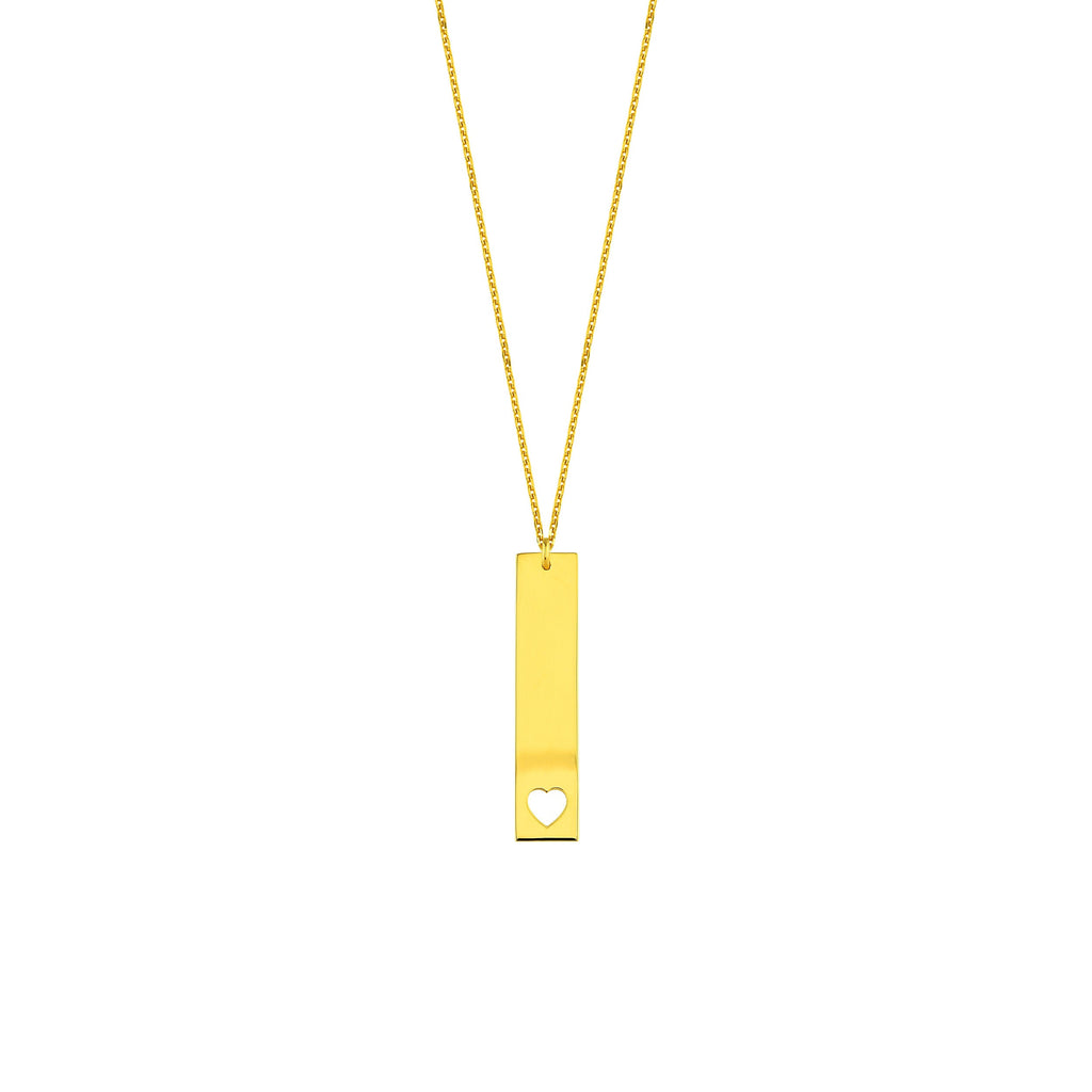 18K Gold Vermeil Bar Necklace | Heart Cutout Pendant