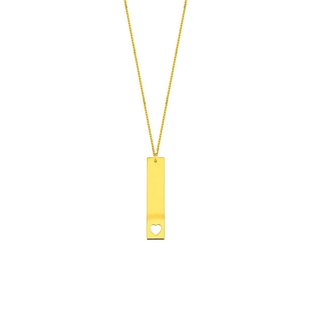 18K Gold Vermeil Bar Necklace | Heart Cutout Pendant