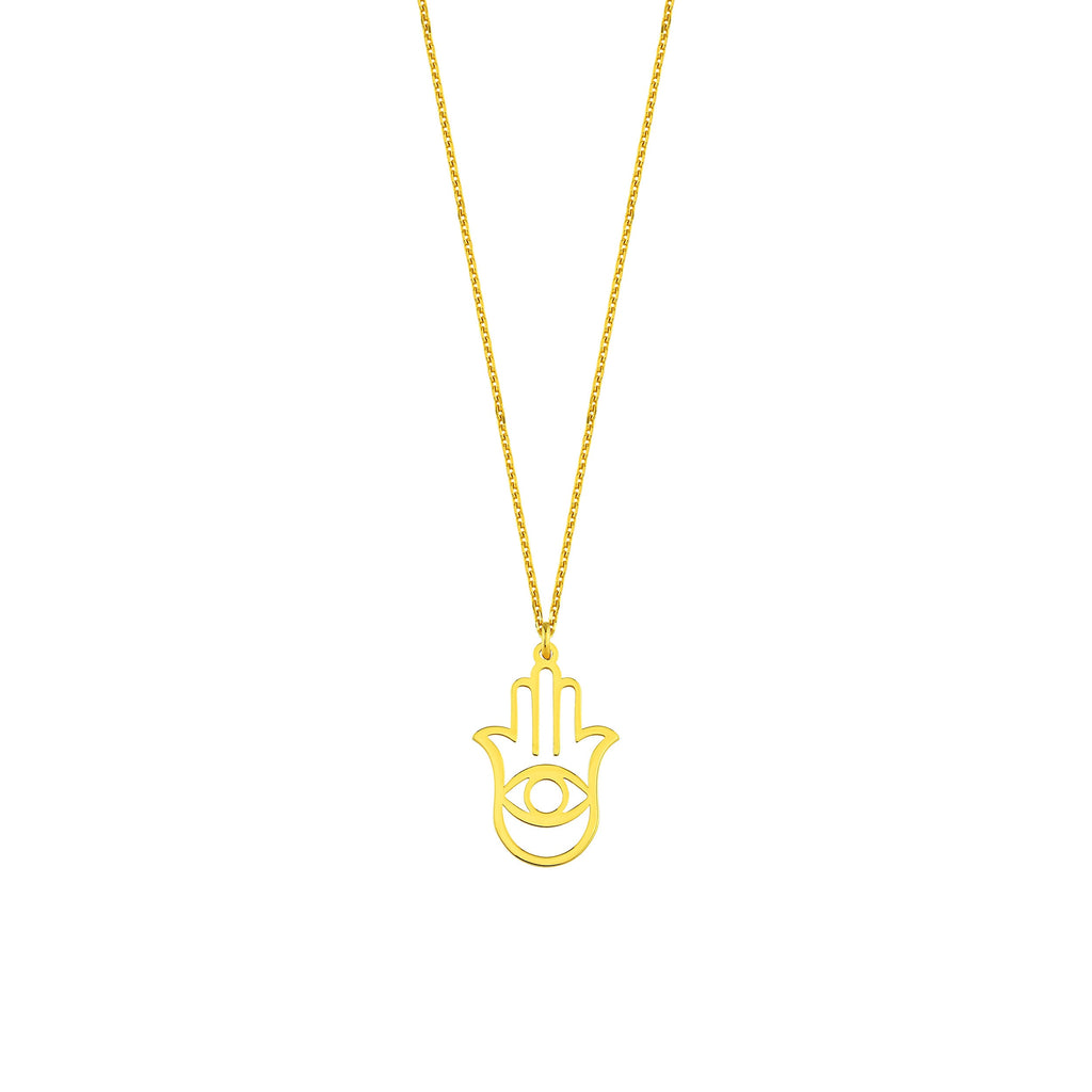 18K Gold Vermeil Hamsa Hand Necklace | Elegant Protection Jewelry