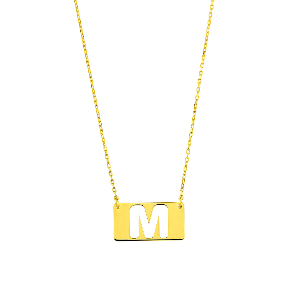 18K Vermeil Initial Bar Necklace | Personalized Letter Pendant
