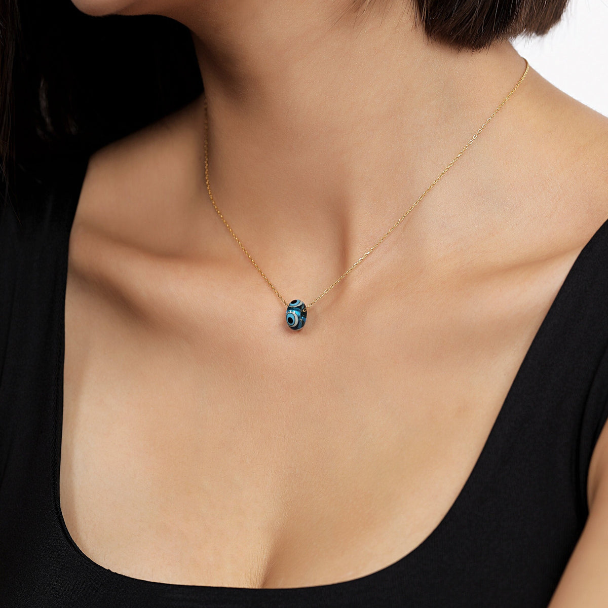 18K Gold Vermeil Evil Eye Necklace – Protection Amulet