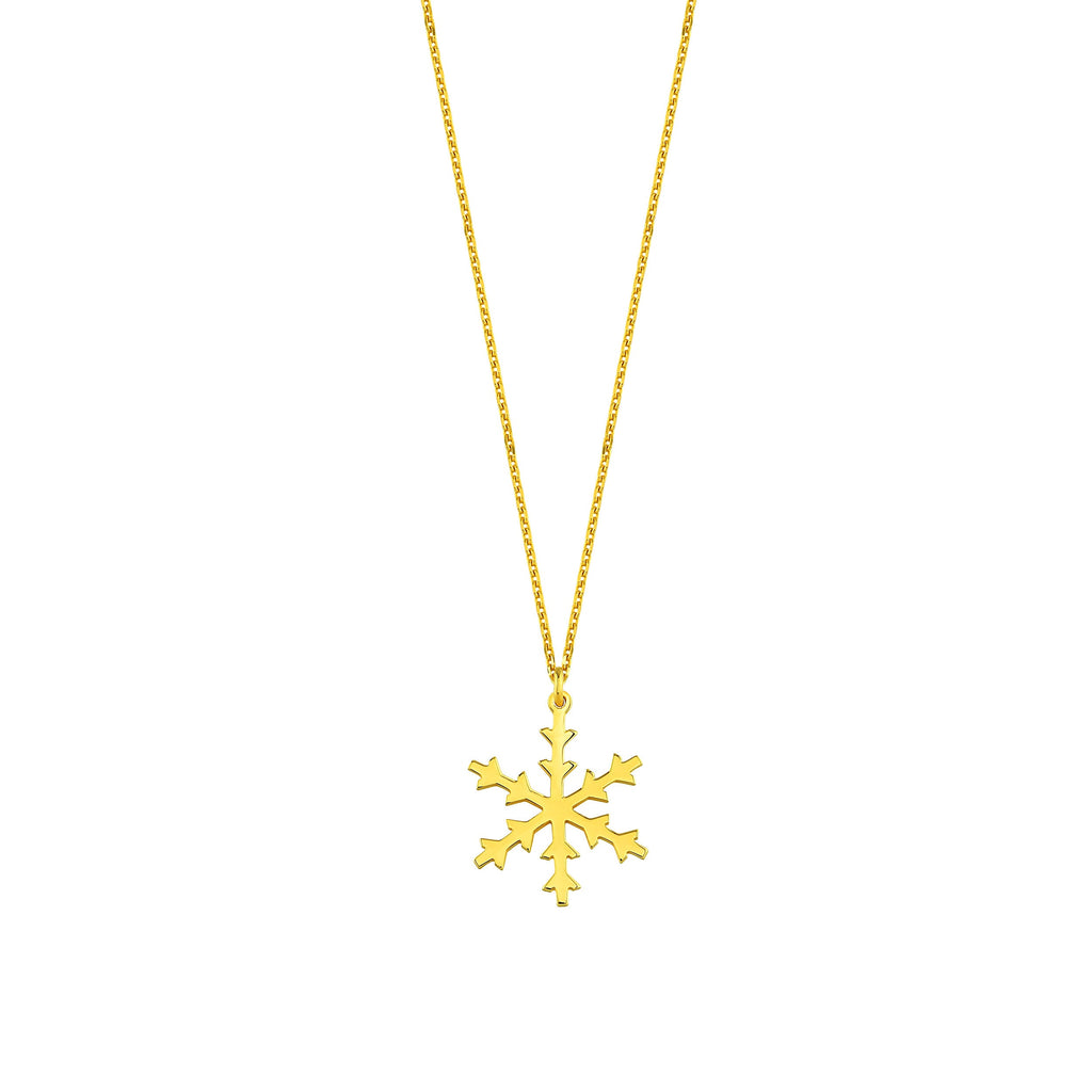 18K Gold Vermeil Snowflake Pendant Necklace | Delicate Winter Jewelry