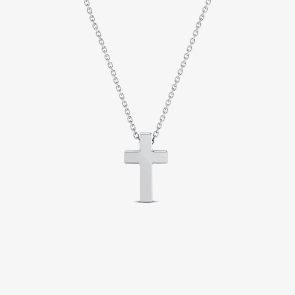 14K Gold Cross Necklace, Classic Solid Cross Pendant, Minimalist Faith Charm, Gift for Her
