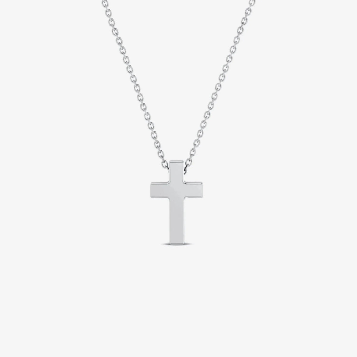 14K Gold Cross Necklace, Classic Solid Cross Pendant, Minimalist Faith Charm, Gift for Her