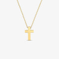 14K Gold Cross Necklace, Classic Solid Cross Pendant, Minimalist Faith Charm, Gift for Her