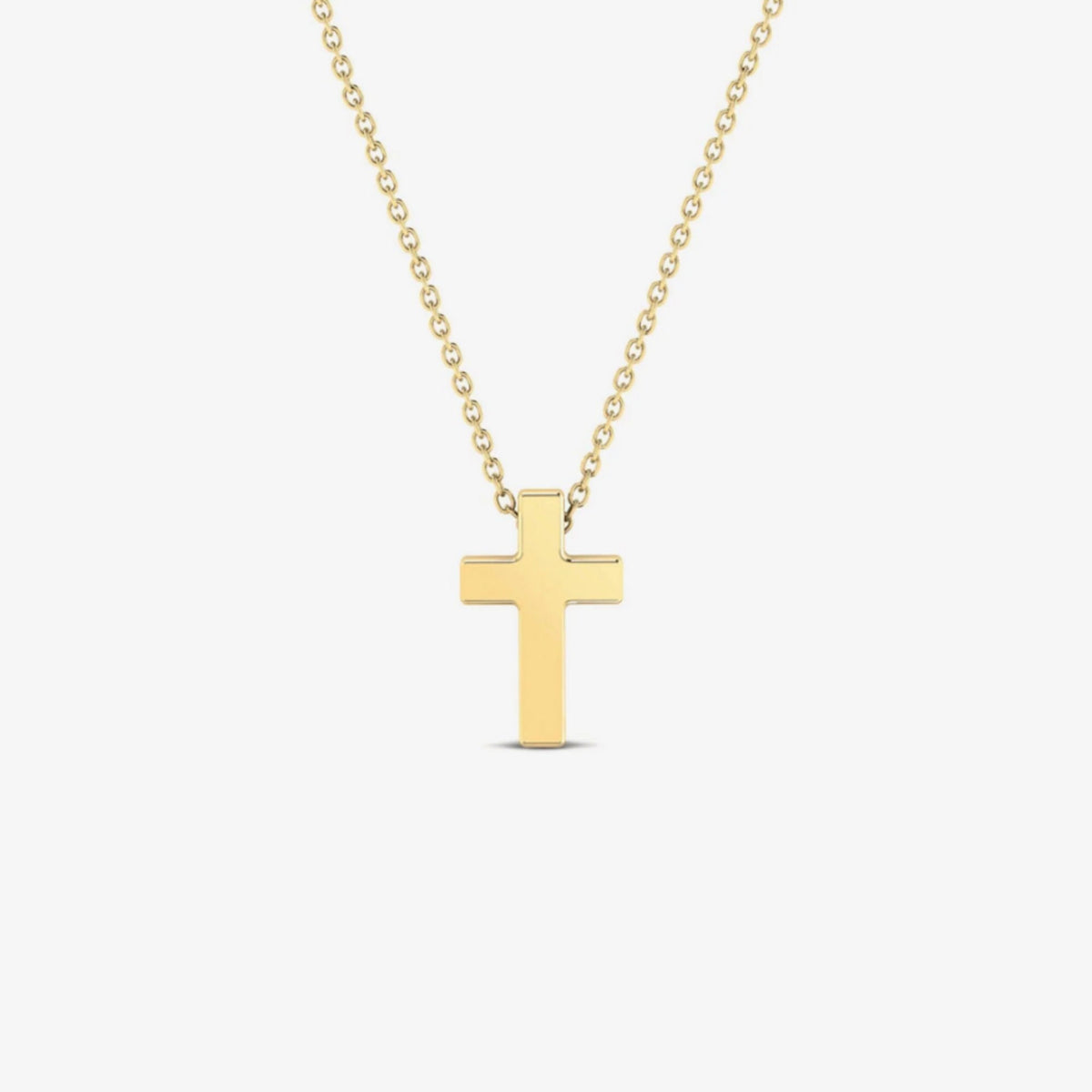 14K Gold Cross Necklace, Classic Solid Cross Pendant, Minimalist Faith Charm, Gift for Her