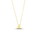 14K Gold Initial Letter Necklace, Solid Gold Letter A Pendant, Personalized Block Letter Charm, Gift for Her