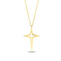 14K Gold North Star Necklace, Sparkle Star Cross Pendant, Open Star Charm, Modern Celestial Jewelry, Gift for Her