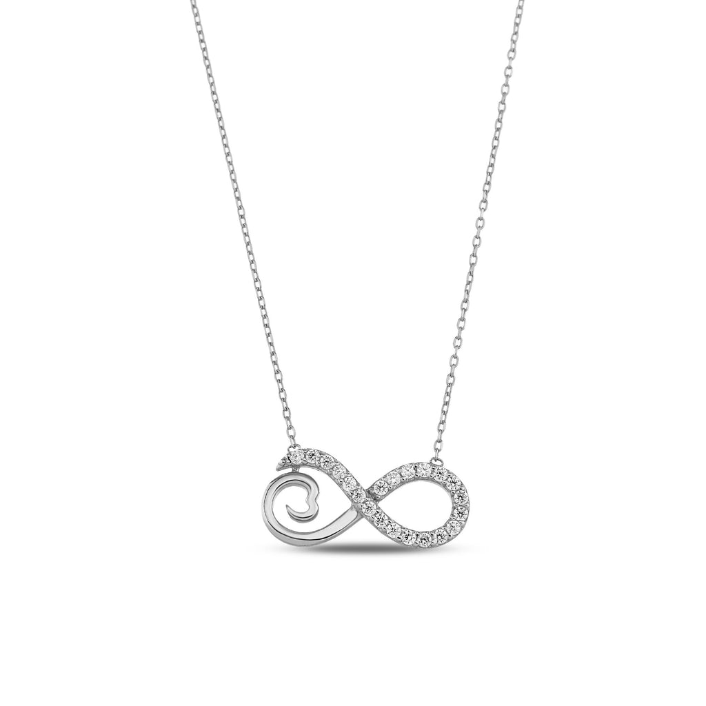 14K Gold Pave Infinity Heart Necklace, Lab Diamond Infinity Love Pendant, Eternal Love Charm, Gift for Her
