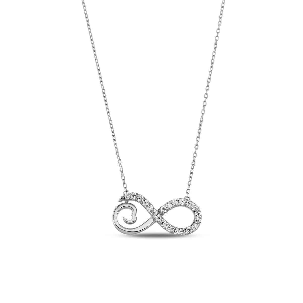14K Gold Pave Infinity Heart Necklace, Lab Diamond Infinity Love Pendant, Eternal Love Charm, Gift for Her
