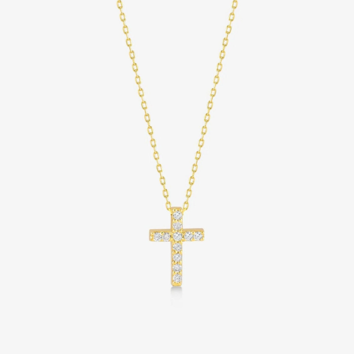 14K Gold Lab Diamond Cross Necklace, Pave Cross Pendant, Sparkling Faith Charm, Gift for Her