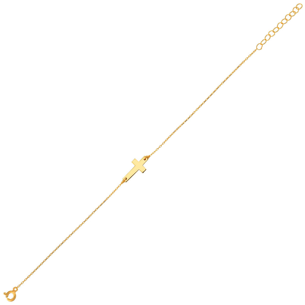 18K Vermeil Gold Cross Bracelet | Dainty Christian Jewelry