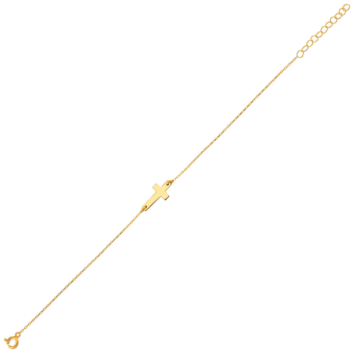 18K Vermeil Gold Cross Bracelet | Dainty Christian Jewelry