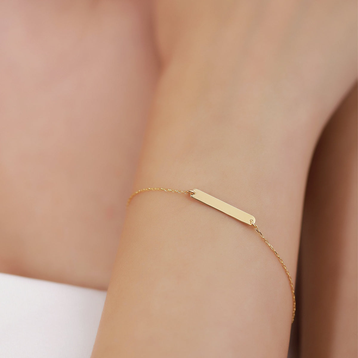 18K Vermeil Gold Bar Bracelet | Delicate Cable Chain