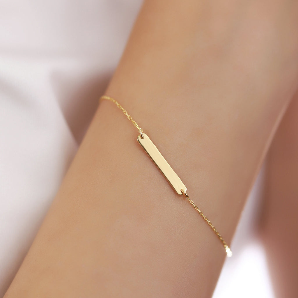 18K Vermeil Gold Bar Bracelet | Delicate Cable Chain