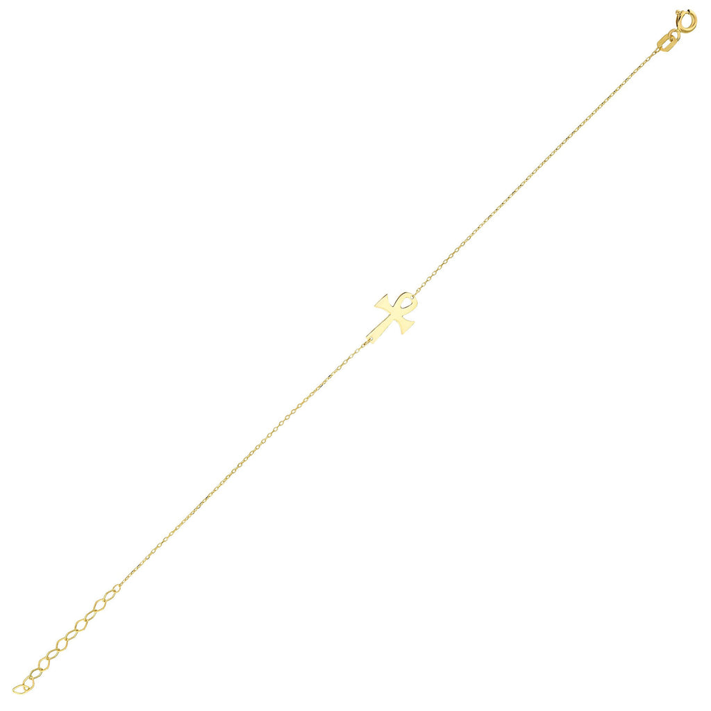 14K Gold Cross Bracelet, Delicate Chain Bracelet with Cross Charm, Minimalist Faith Bracelet, Dainty Layering Jewelry