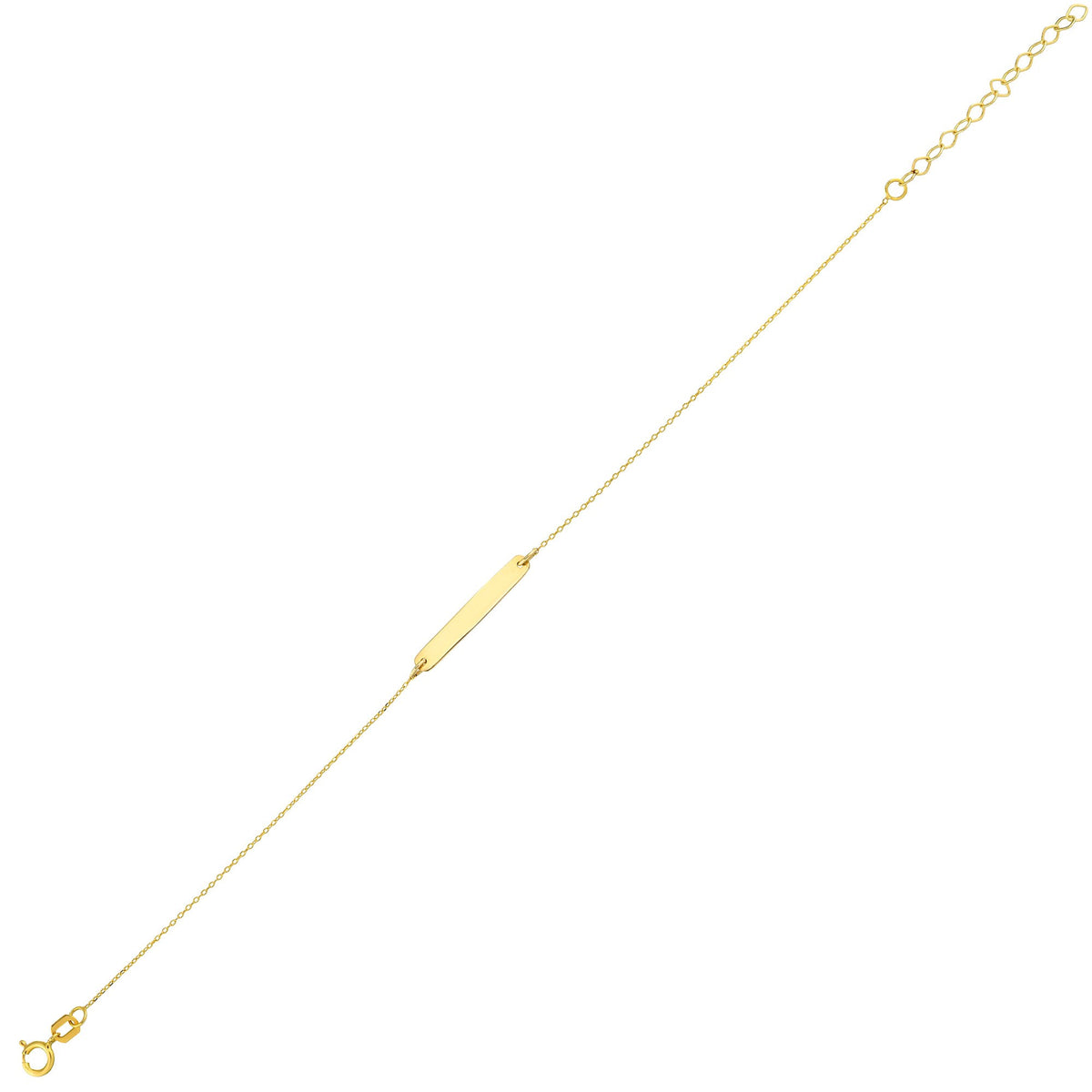 14K Gold Engravable Bar Bracelet, Custom Name Plate Chain Bracelet, Personalized Minimalist Bracelet, Gift for Her