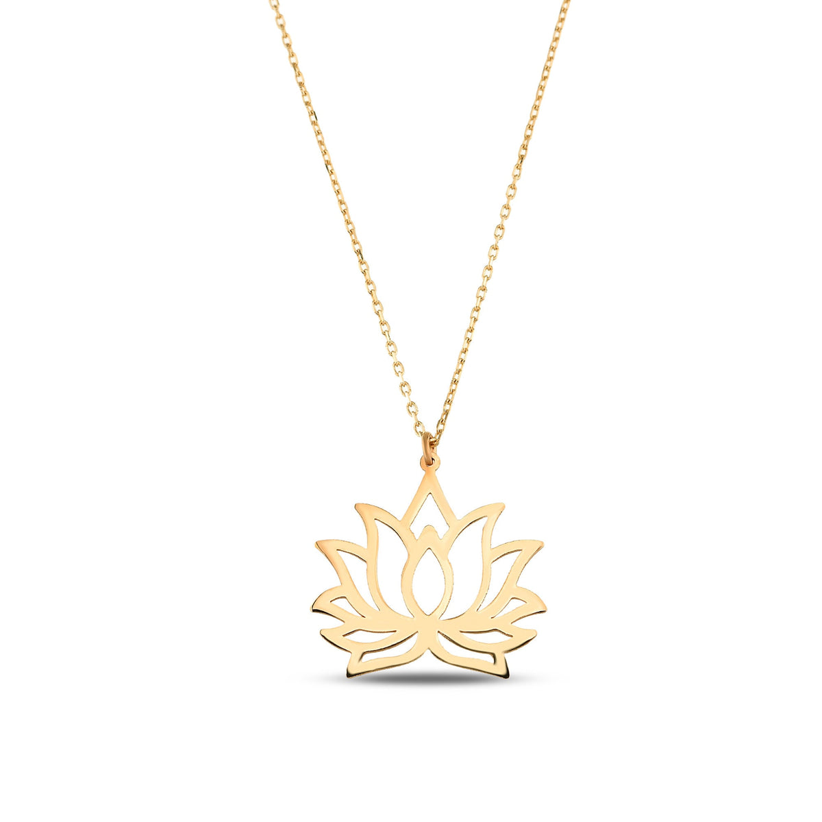 14K Gold Lotus Flower Necklace, Open Petal Lotus Pendant, Yoga Zen Charm, Symbolic Jewelry, Gift for Her