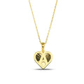 14K Gold Initial Heart Necklace, Diamond Cut Letter A-Z Pendant, Personalized Heart Charm, Custom Gift for Her
