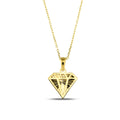 14K Gold Diamond Shape Necklace, Diamond Cut Geometric Pendant, Dainty Faceted Charm, Modern Jewelry, Gift for Her
