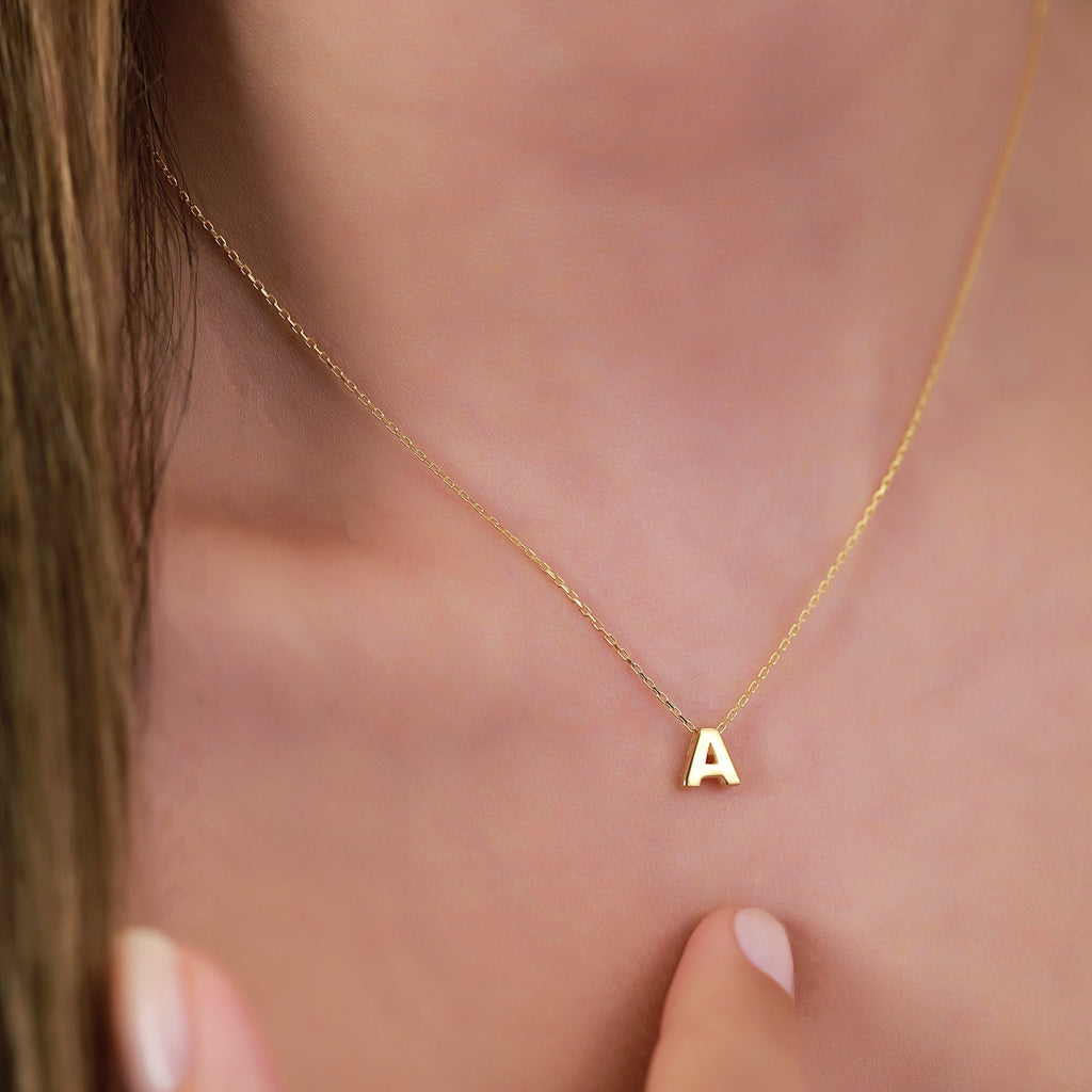 18K Gold Vermeil Initial Necklace: Personalized Letter Jewelry