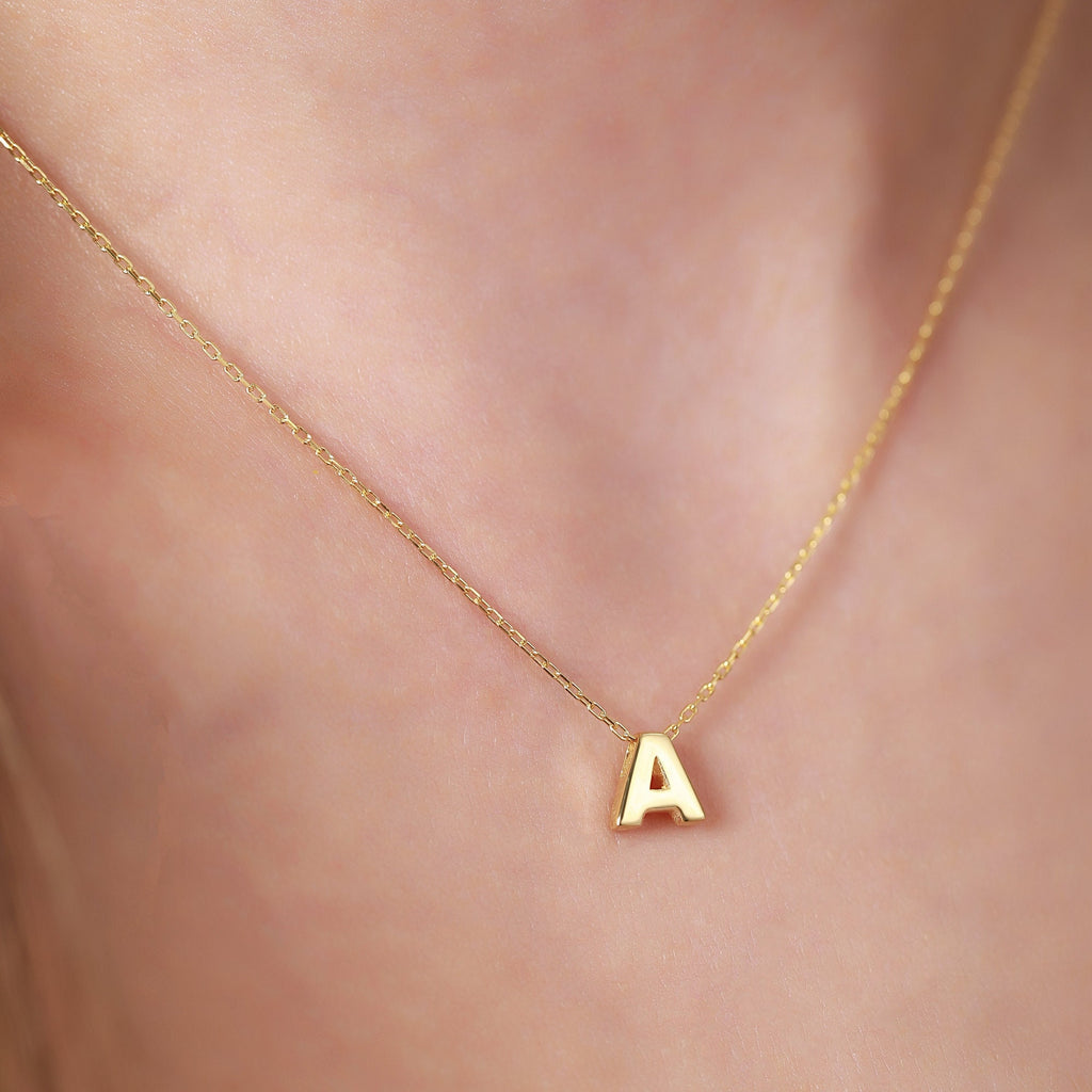 18K Gold Vermeil Initial Necklace: Personalized Letter Jewelry