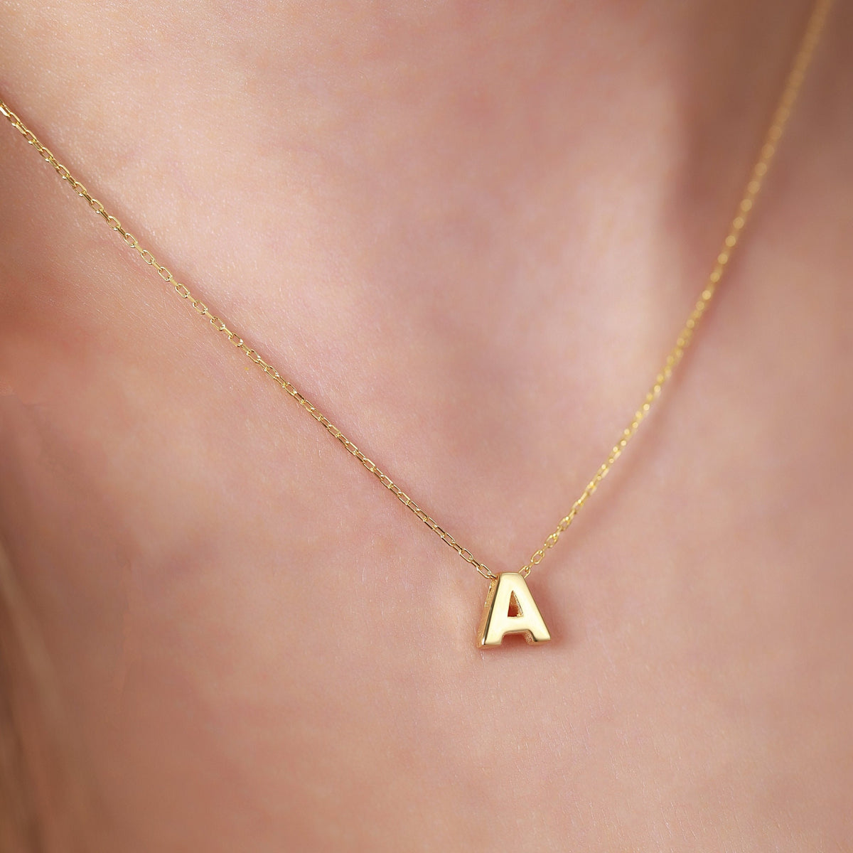 18K Gold Vermeil Initial Necklace: Personalized Letter Jewelry