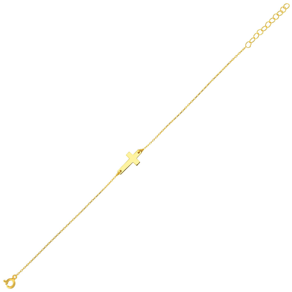 18K Vermeil Gold Cross Bracelet | Dainty Christian Jewelry