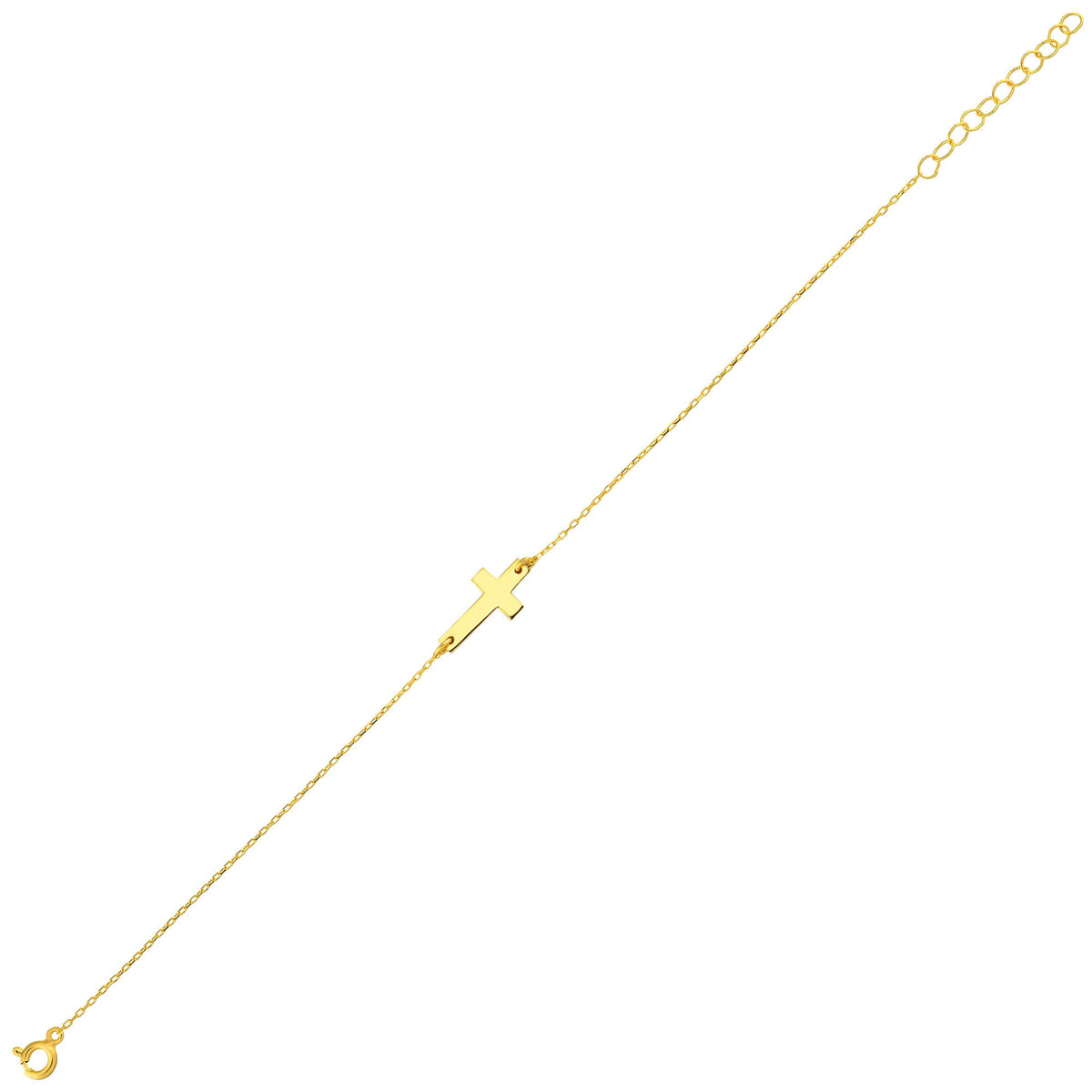 18K Vermeil Gold Cross Bracelet | Dainty Christian Jewelry