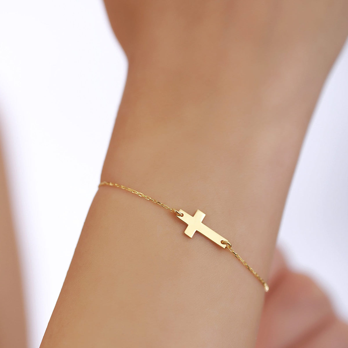 18K Vermeil Gold Cross Bracelet | Dainty Christian Jewelry