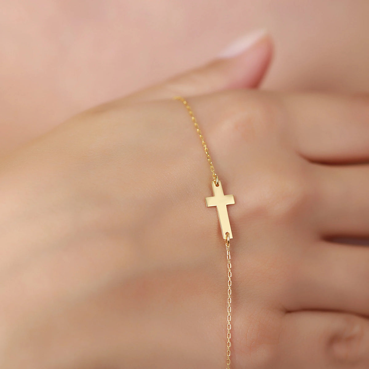 18K Vermeil Gold Cross Bracelet | Dainty Christian Jewelry
