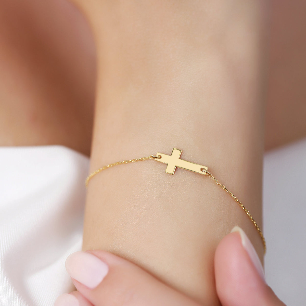 18K Vermeil Gold Cross Bracelet | Dainty Christian Jewelry