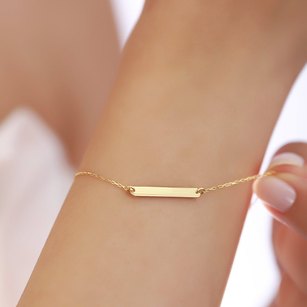 18K Vermeil Gold Bar Bracelet | Delicate Cable Chain