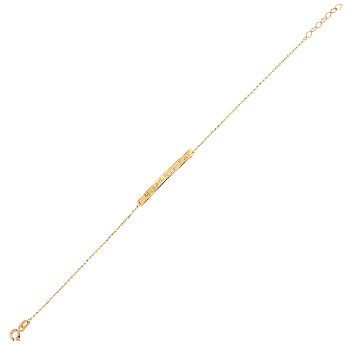 14K Gold Custom Name Bar Bracelet, Engraved Couples Bracelet, Personalized Text Chain Bracelet, Meaningful Gift for Her