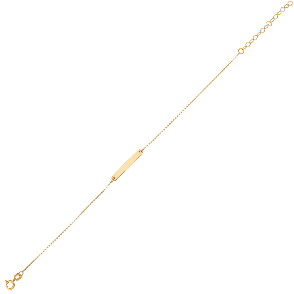 14K Gold Engravable Bar Bracelet, Custom Name Plate Chain Bracelet, Personalized Minimalist Bracelet, Gift for Her