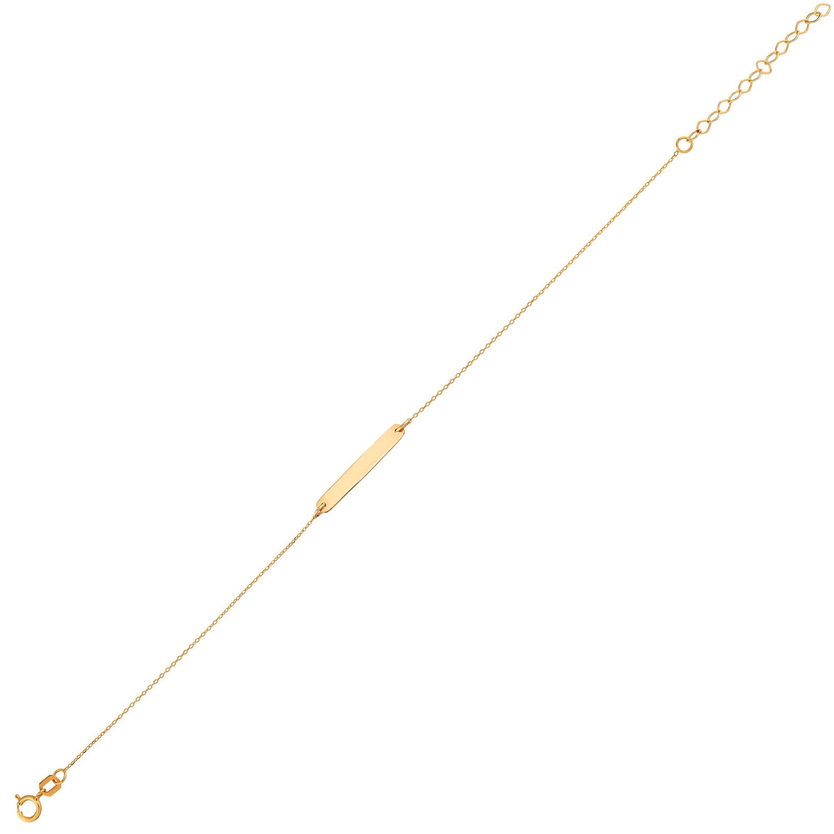 14K Gold Engravable Bar Bracelet, Custom Name Plate Chain Bracelet, Personalized Minimalist Bracelet, Gift for Her