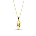 14K Gold Feather Necklace, Diamond Cut Leaf Pendant, Dainty Nature Charm, Boho Everyday Jewelry, Gift for Her