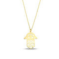 14K Gold Hamsa Necklace, Engraved Evil Eye Hand Pendant, Fatima's Hand Charm, Protection Jewelry, Gift for Her
