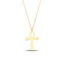 14K Gold Ankh Necklace, Egyptian Key of Life Pendant, Minimalist Ankh Cross Charm, Symbolic Jewelry, Gift for Her
