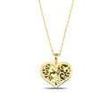 14K Gold Filigree Heart Necklace, Diamond Cut Ornate Heart Pendant, Vintage Style Charm, Romantic Gift for Her
