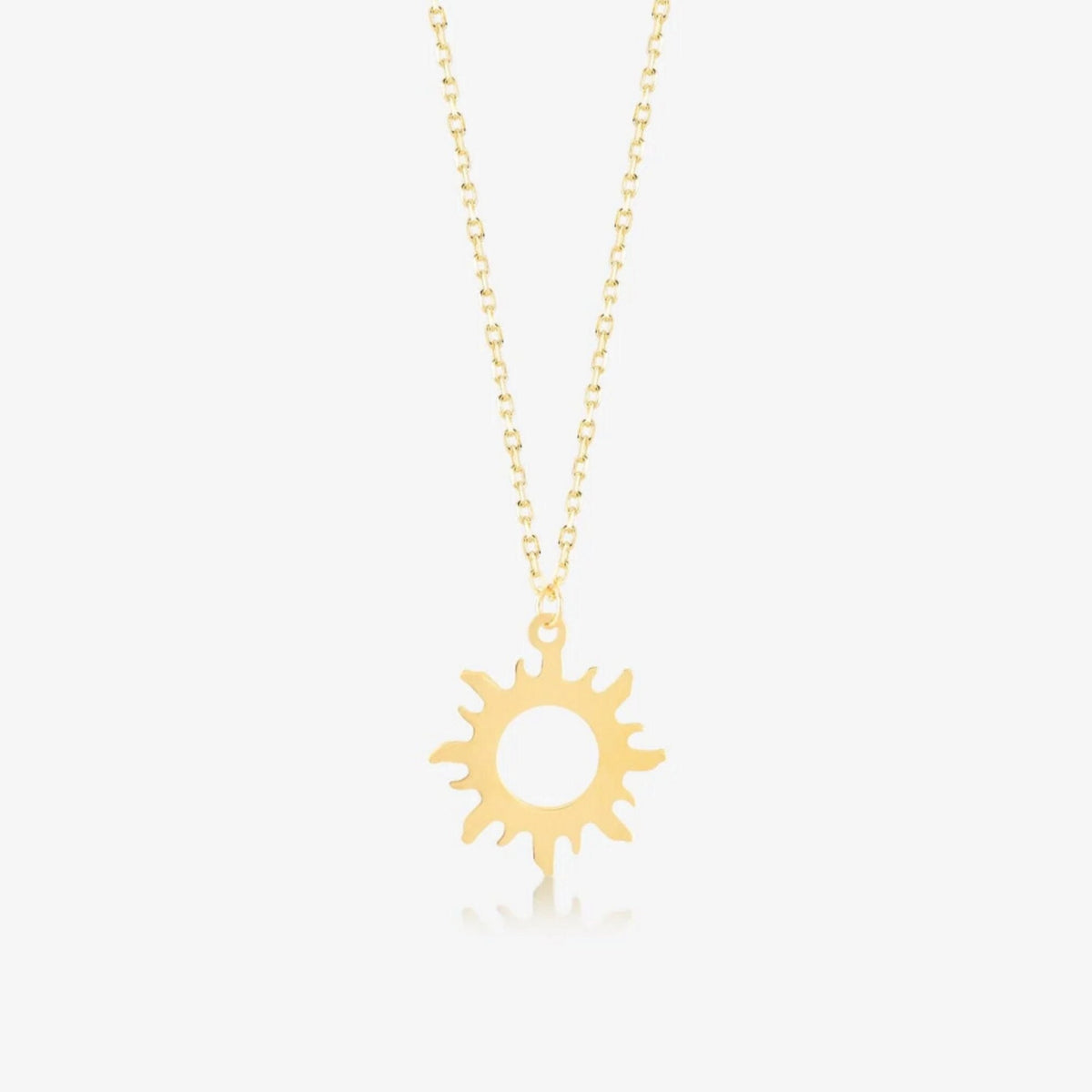 14K Gold Sun Necklace, Open Sunburst Pendant, Boho Celestial Charm, Everyday Gift for Her