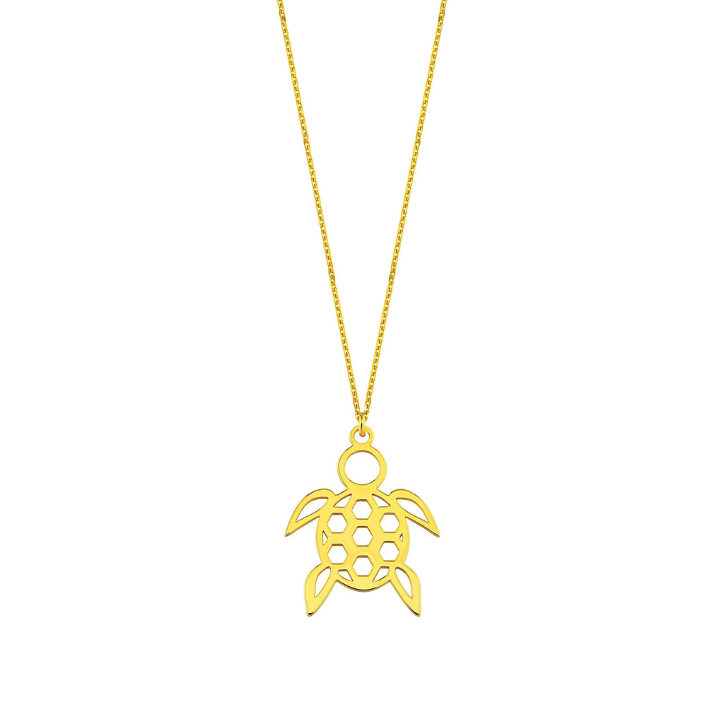 18K Gold Vermeil Turtle Pendant Necklace | Sea Life Charm
