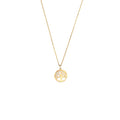 14K Gold Tree of Life Necklace, Cut Out Tree Coin Pendant, Round Disc Charm, Meaningful Gift for Her